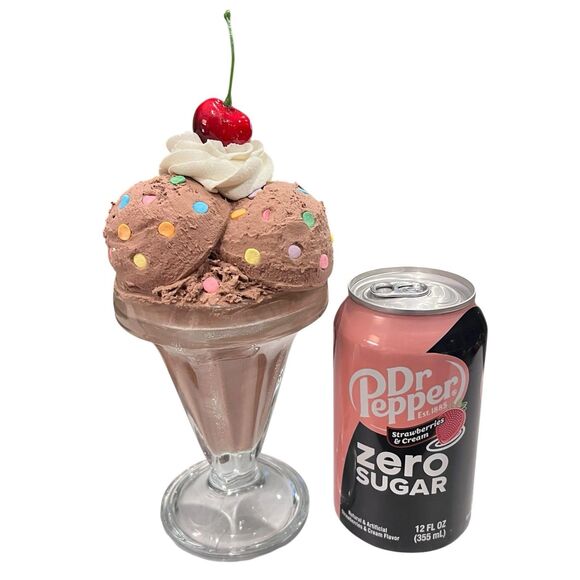 Faux Fake Ice Cream Sundae Parfait Food Display Heavy Glass Dish Realistic Decor - Picture 7 of 7